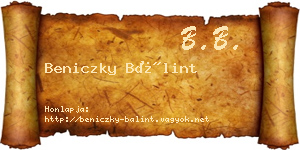 Beniczky Bálint névjegykártya